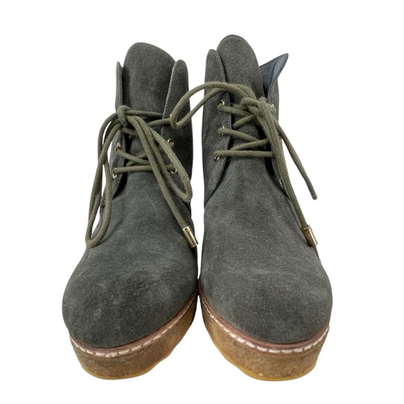 TORY BURCH Vicki Olive Suede Gum Sole Wedge Platform Ankle Booties - Sz 9 - Picture 2 of 15